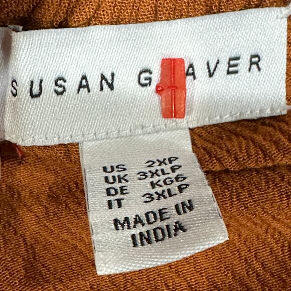 Susan Graver Womens Tunic Top Plus 2X Petite Brown Boho Long Sleeve Bohemian - Picture 3 of 7